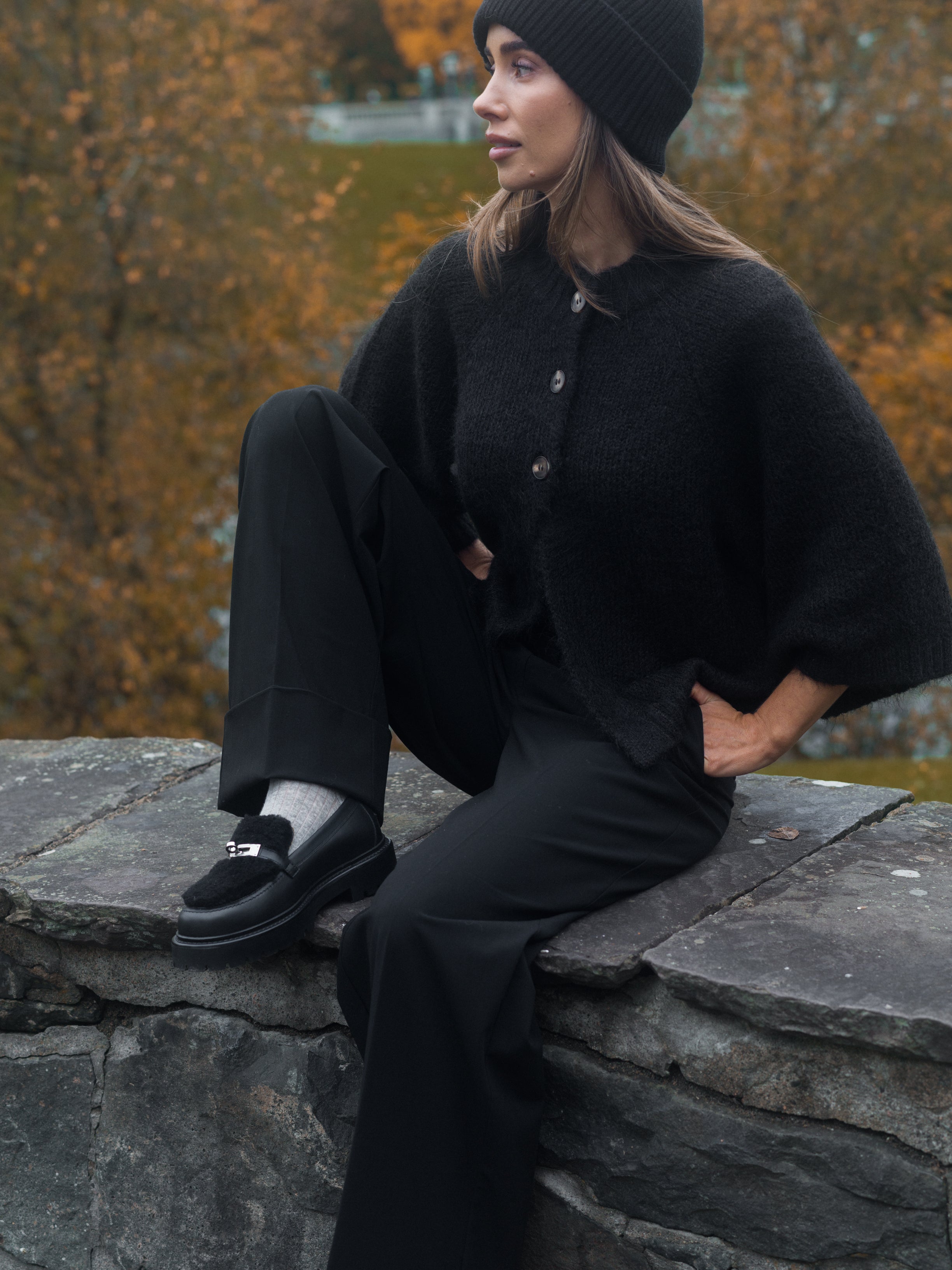 Diana Cape Cardigan - Dark Brown