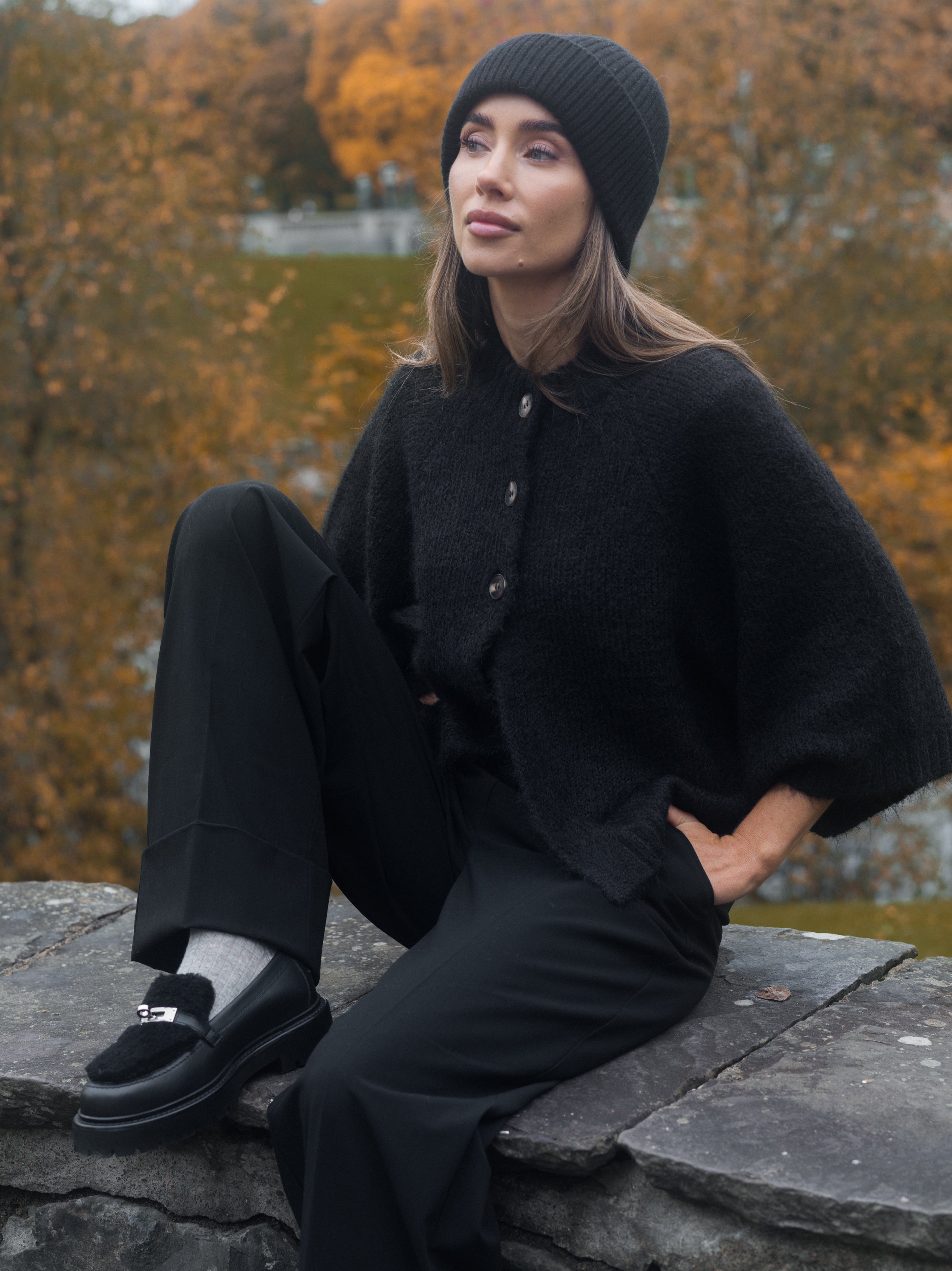 Diana Cape Cardigan - Dark Brown