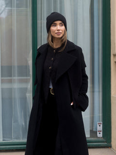 Victoria Cashmere Wool Beanie - Black