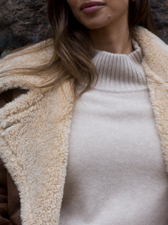 Marta Shearling Jacket - Dark Cognac/Cream