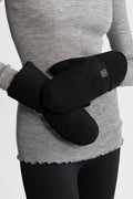 Mina Shearling Mittens - Black
