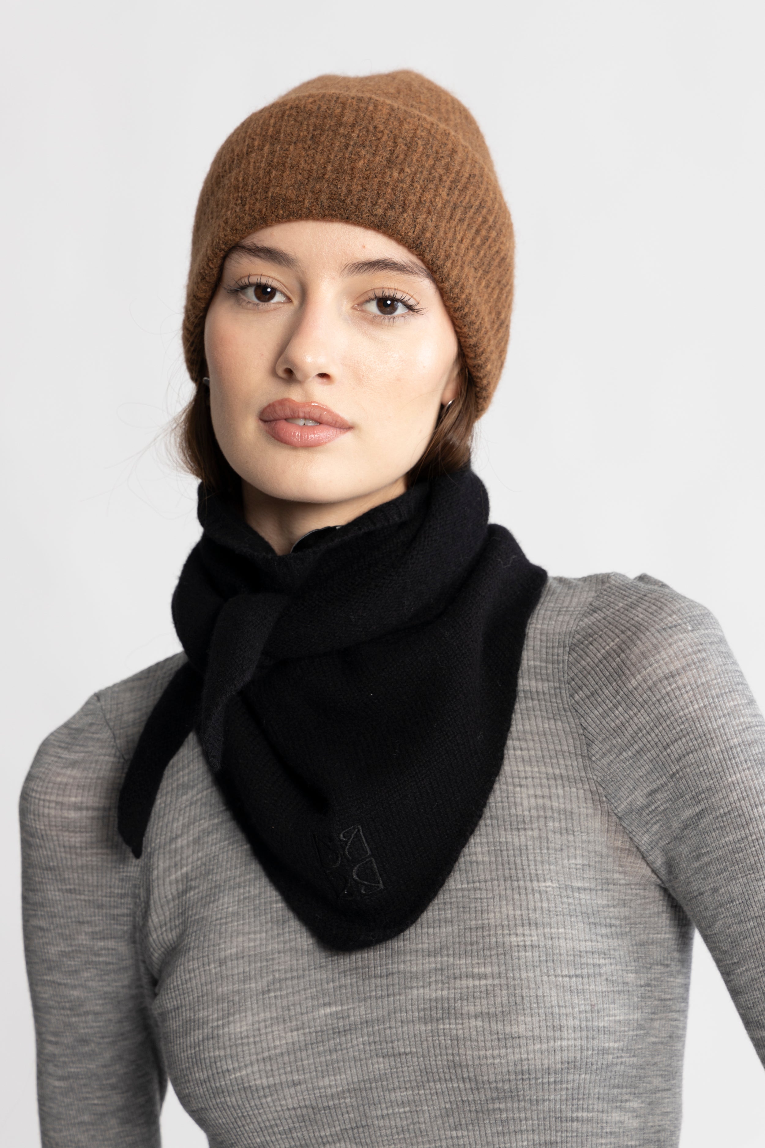 Victoria Wool Cashmere Scarf - Black