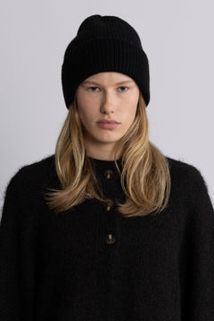 Victoria Cashmere Wool Beanie - Black