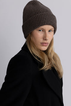 Victoria Cashmere Wool Beanie - Brown