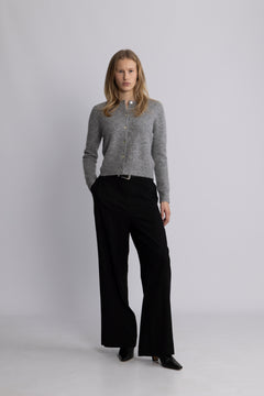 Mina Wool Cardigan - Light Grey Melange