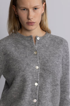 Mina Wool Cardigan - Light Grey Melange