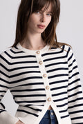 Pernille Knit Cardigan - Navy Striped