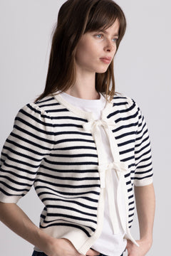 Frida Bow Knit - Off White/Blue