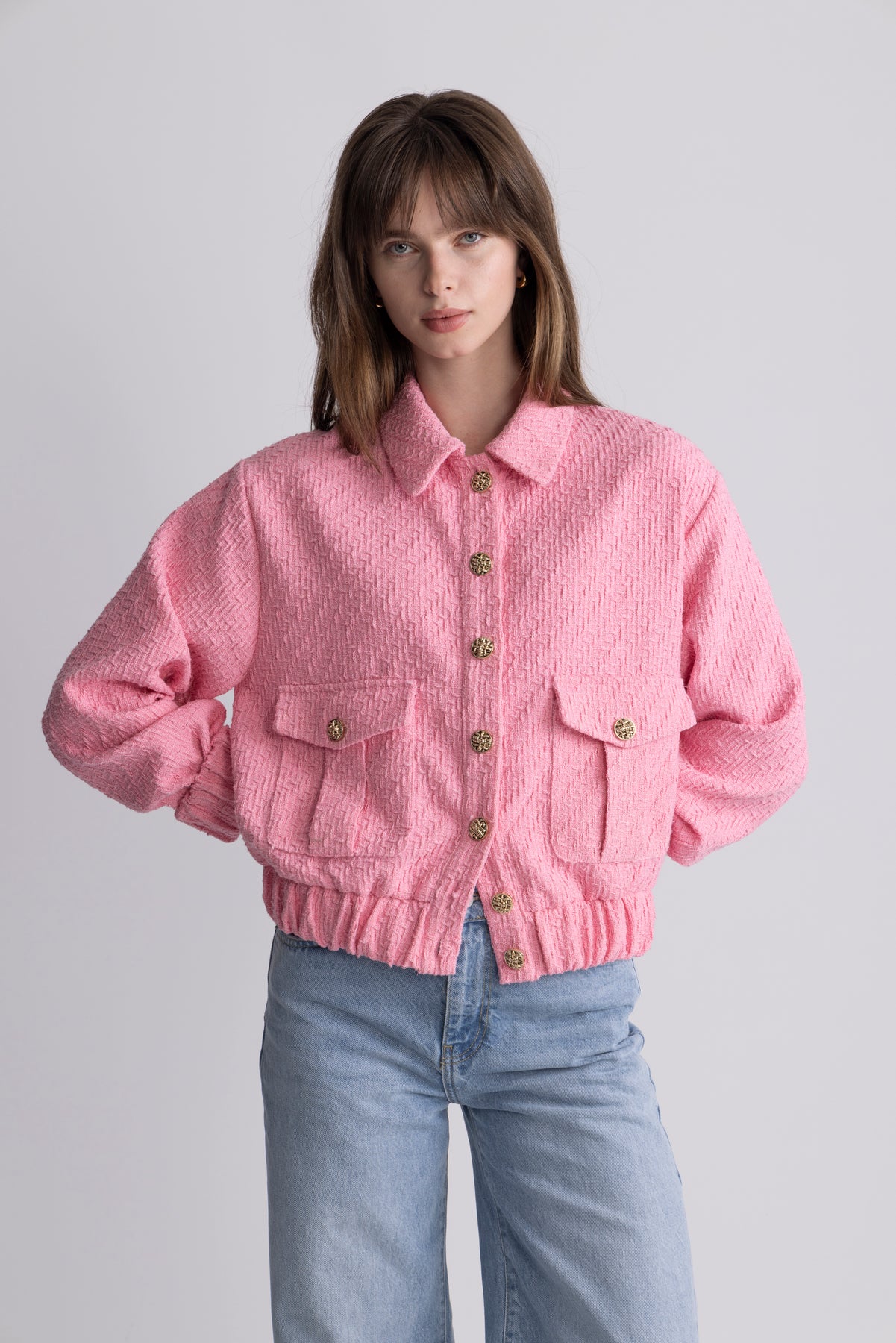 Tone Tweed Jacket - Light Pink
