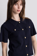 Helen Polo Knit Cardigan - Navy