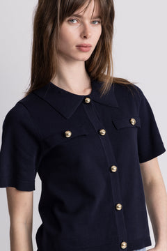 Helen Polo Knit Cardigan - Navy