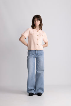 Helen Polo Knit Cardigan - Apricot