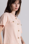 Helen Polo Knit Cardigan - Apricot