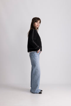 Amalie Stitch Cardigan - Black