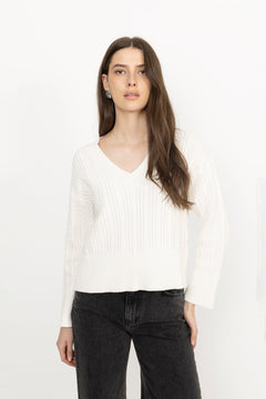 Catherine Cotton Cable Sweater - Cream
