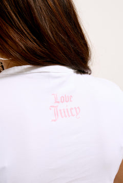 Call Me 1-800 Juicy Capped Baby Sleeve Tshirt - White
