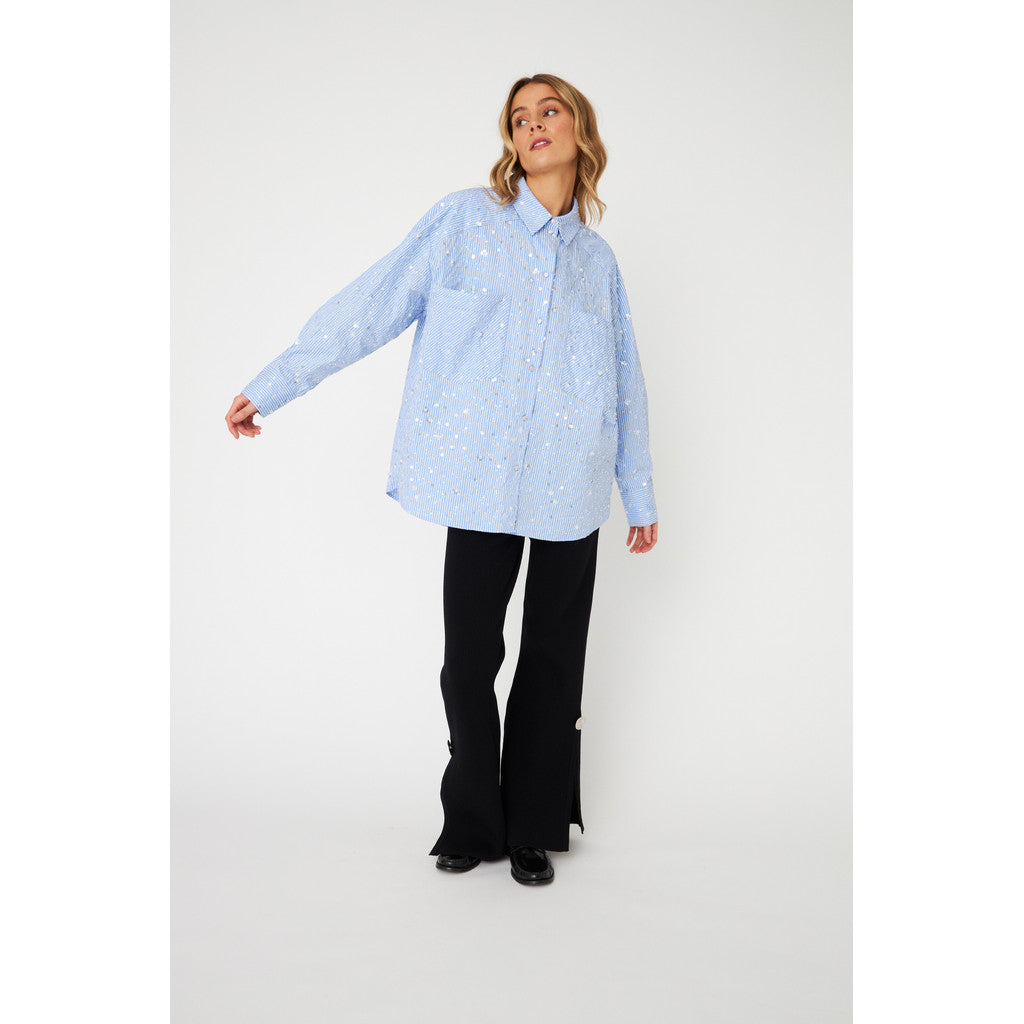 Ellie Shirt - Blue Sequin Stripe