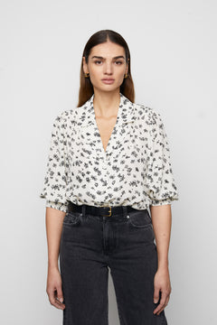 Caria Blouse - Black Dandelion Print