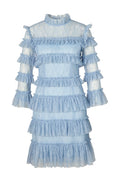 Carmine Frill Lace Mini Dress - Dusty Blue