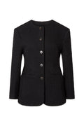 Carol Fitted Round Neck Blazer - Black