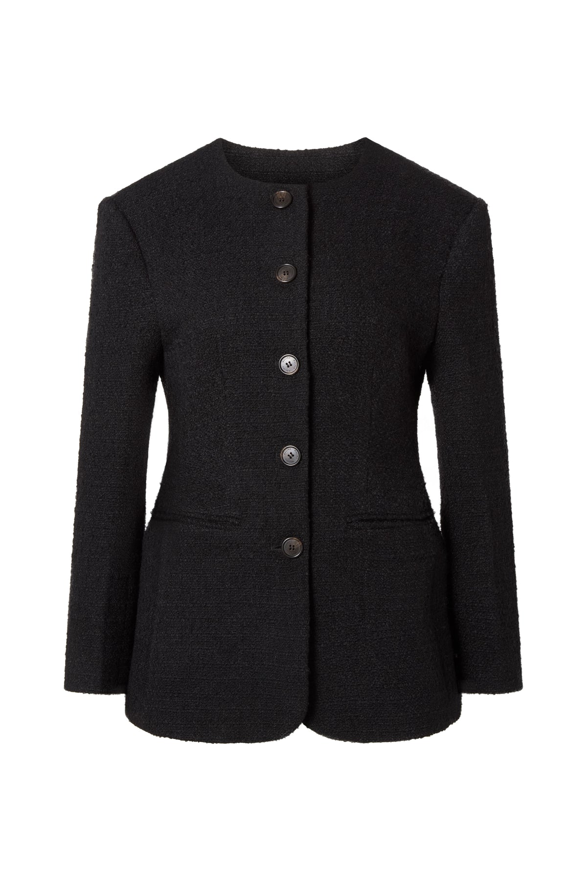 Carol Fitted Round Neck Blazer - Black