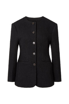 Carol Fitted Round Neck Blazer - Black