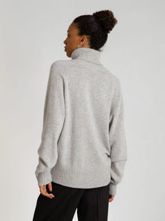 Cashmere Sweater With High Neck “Milano” - Light Grey