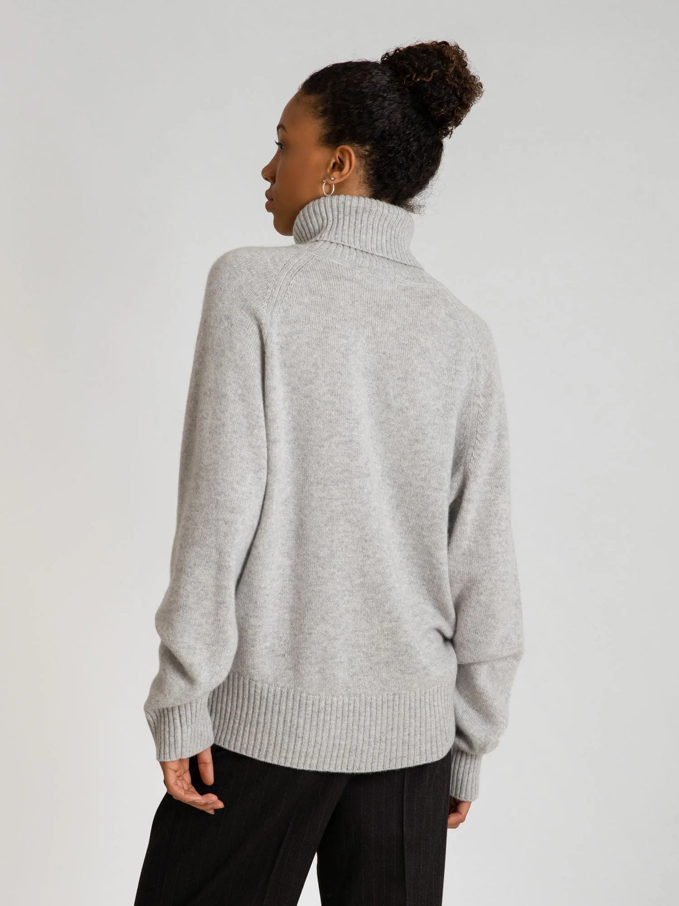 Cashmere Sweater With High Neck “Milano” - Light Grey
