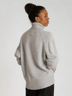 Cashmere Sweater With High Neck “Milano” - Light Grey