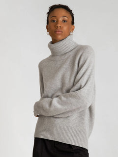 Cashmere Sweater With High Neck “Milano” - Light Grey