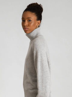 Cashmere Sweater With High Neck “Milano” - Light Grey