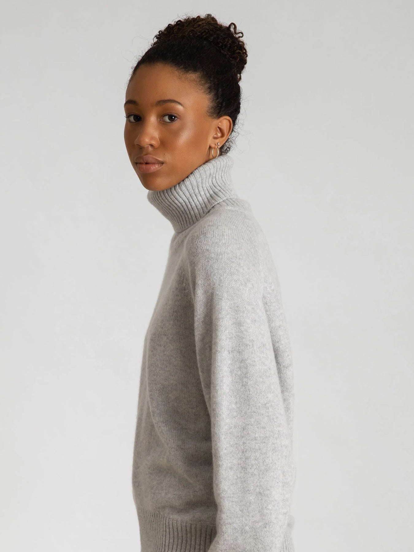 Cashmere Sweater With High Neck “Milano” - Light Grey