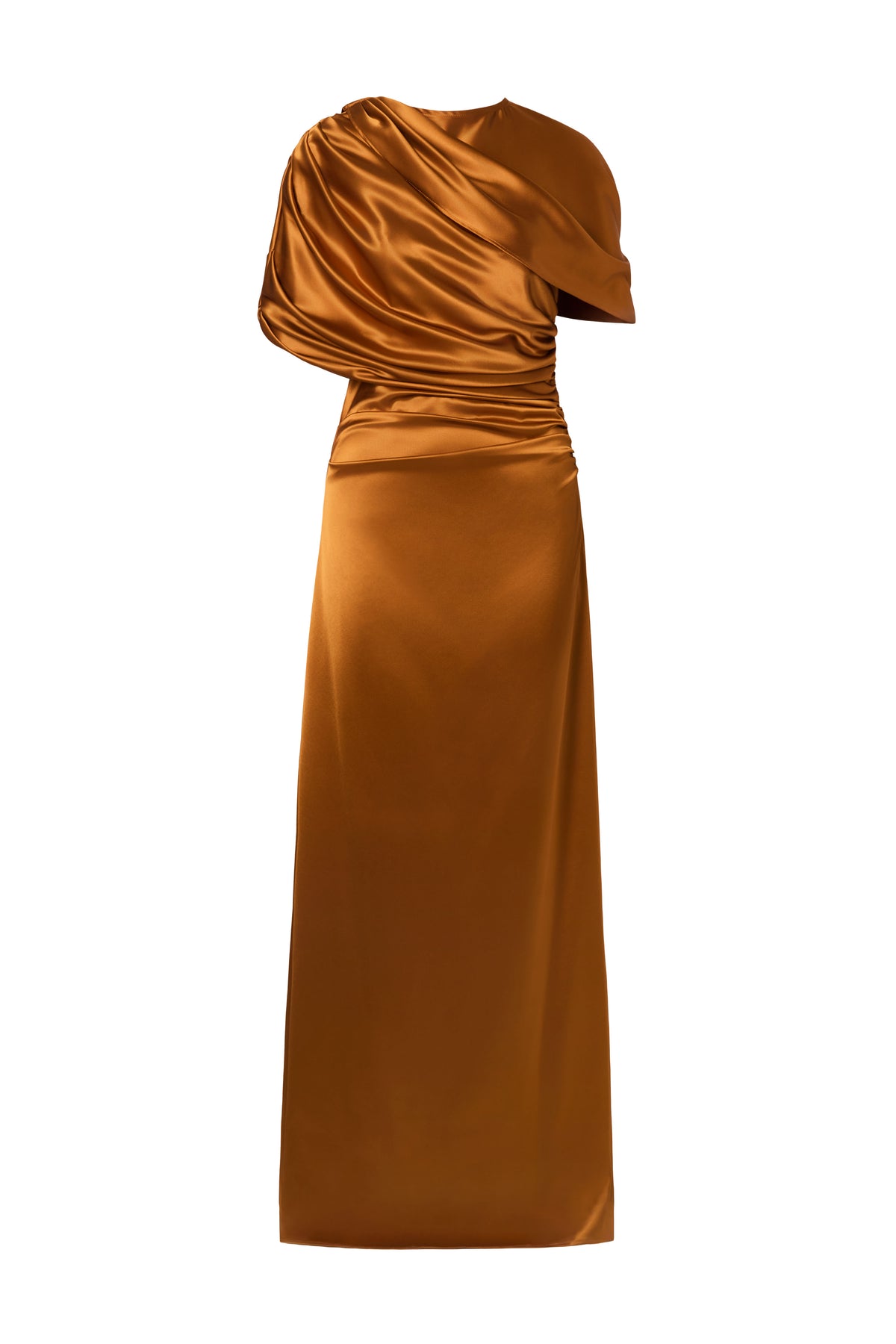 Cassia Draped Fitted Maxi Dress - Amber