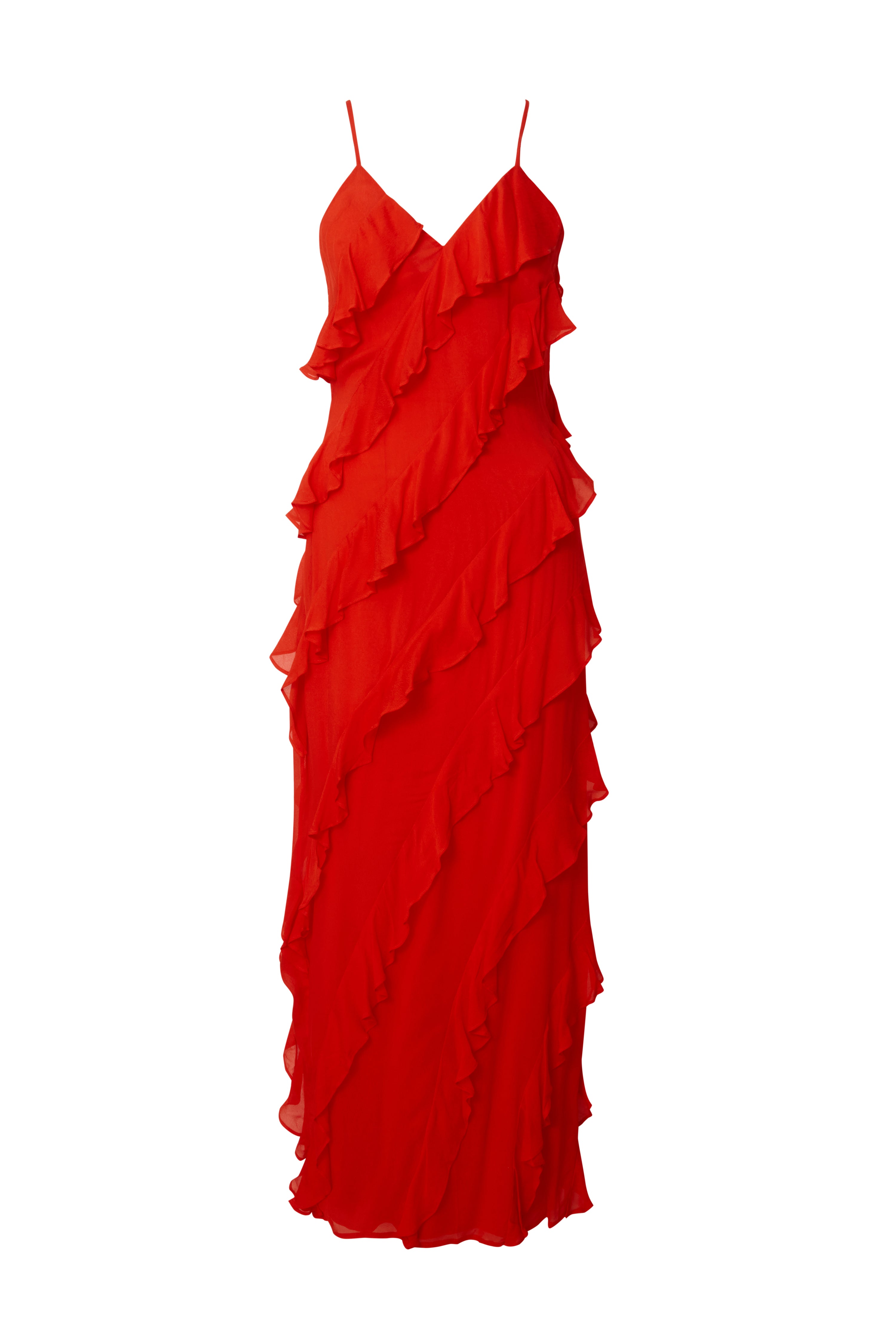 Cecily Ruffle-Trimmed Maxi Dress - Summer Red