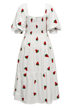 Cheri Fruit Dress - White With Watermelon