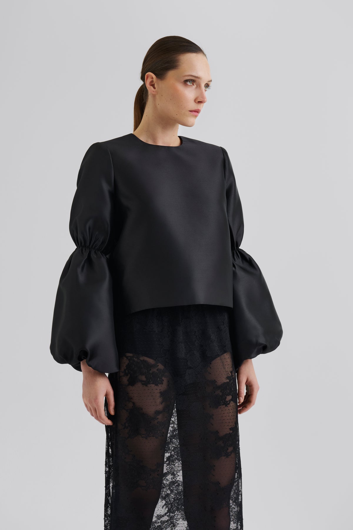 Cia Double Pouf Sleeve Blouse - Black
