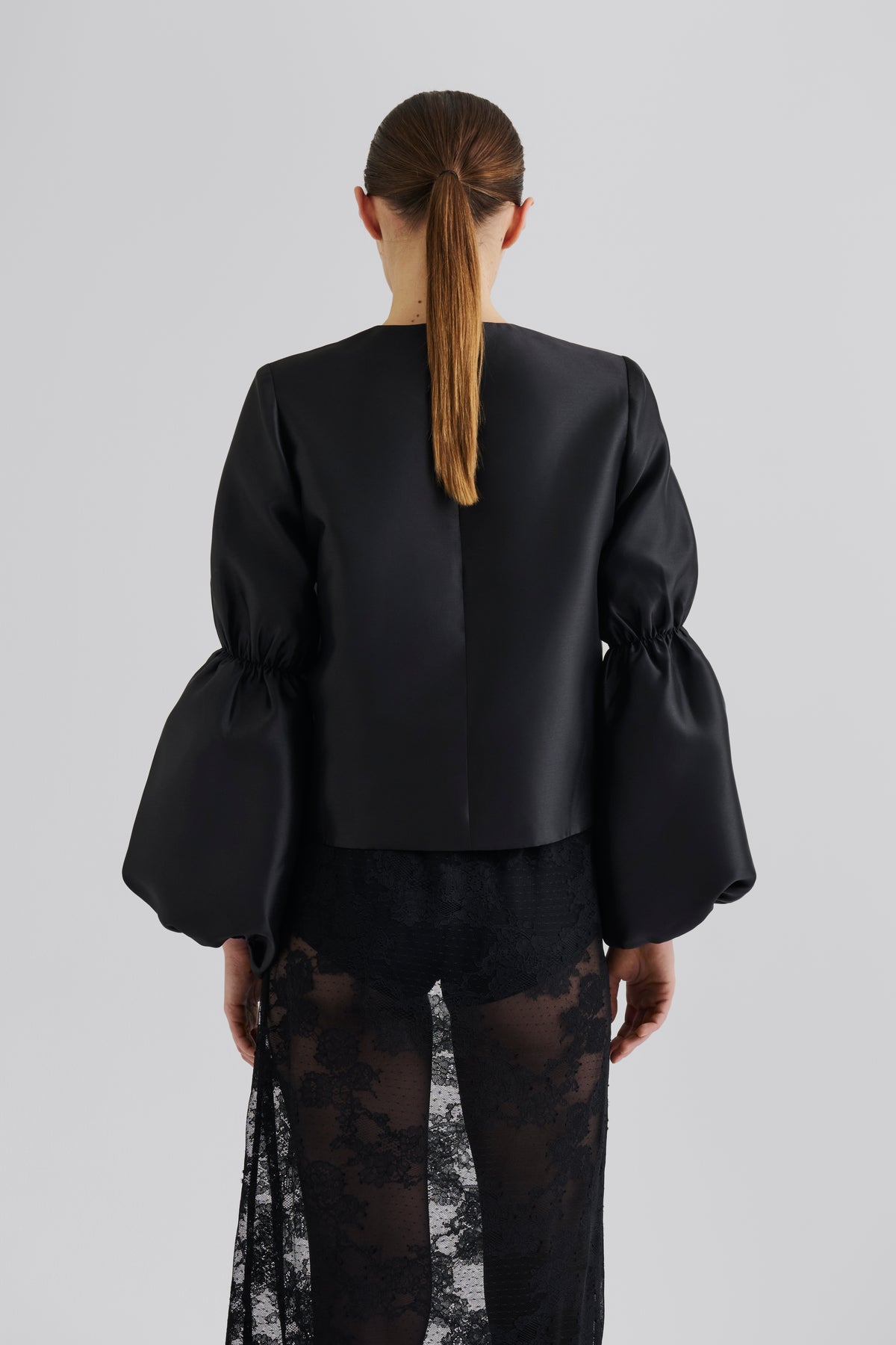 Cia Double Pouf Sleeve Blouse - Black