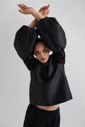 Cia Double Pouf Sleeve Blouse - Black