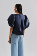 Cleo Puff Sleeve Blouse - Dark Blue