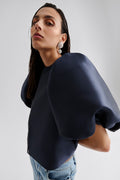 Cleo Puff Sleeve Blouse - Dark Blue