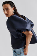 Cleo Puff Sleeve Blouse - Dark Blue