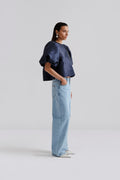 Cleo Puff Sleeve Blouse - Dark Blue