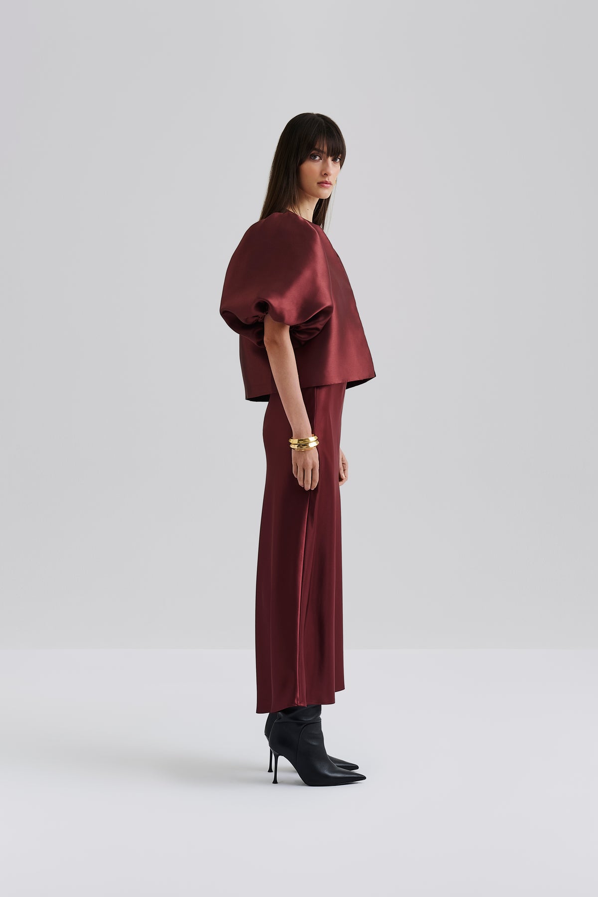 Cleo Puff Sleeve Blouse - Wine