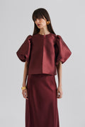 Cleo Puff Sleeve Blouse - Wine