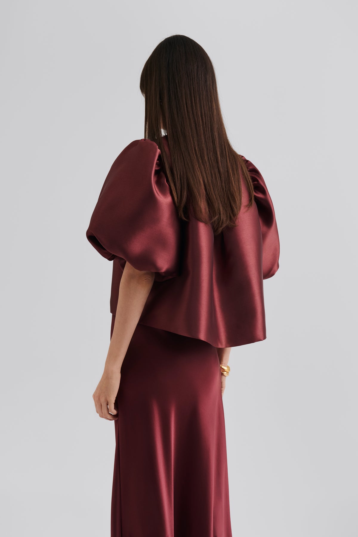 Cleo Puff Sleeve Blouse - Wine