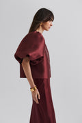 Cleo Puff Sleeve Blouse - Wine