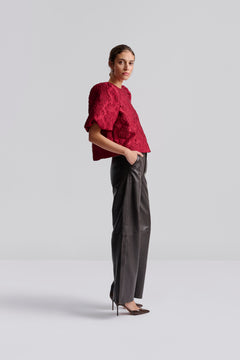 Cleo Puff Sleeve Blouse - Deep Red