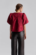 Cleo Puff Sleeve Blouse - Deep Red