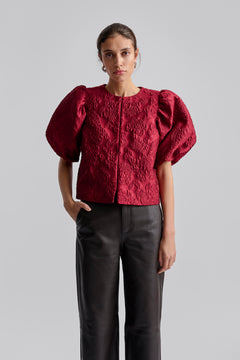 Cleo Puff Sleeve Blouse - Deep Red