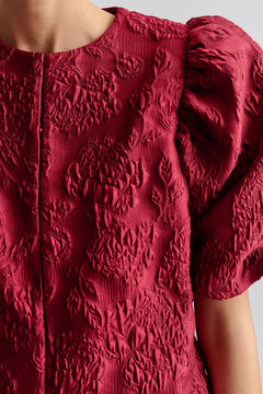 Cleo Puff Sleeve Blouse - Deep Red
